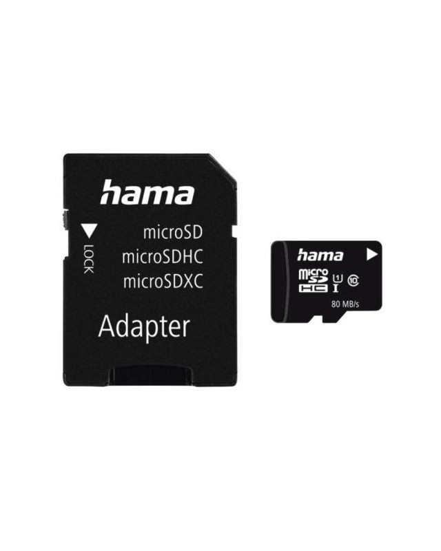 Hama 32GB MicroSDHC Card with SD Adapter, Class 10 UHS-I, Up to 80MB/s