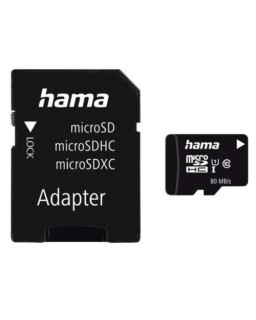 Hama 128GB MicroSDHC Card with SD Adapter, Class 10 UHS-I, Up to 80MB/s