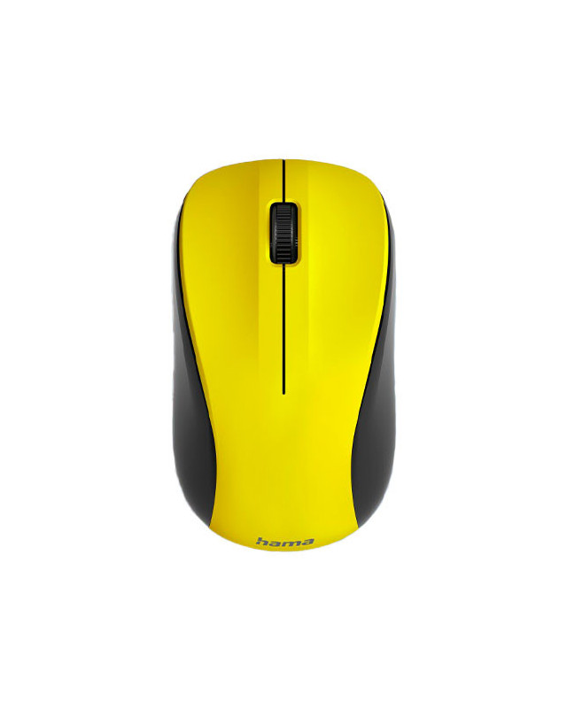 Hama MW-300 V2 Wireless Optical Mouse, 3 Buttons, Quiet, Ambidextrous, Yellow/Black