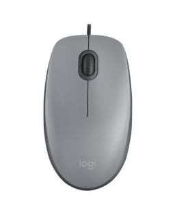 Logitech M110 Silent Wired Optical Mouse, USB, 1000 DPI, Ambidextrous, Mid Grey
