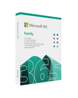 Microsoft Office 365 Family, 6 Users - 5 Devices Each (PC, Mac, iOS & Android), 1 Year Subscription