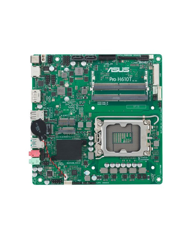 Asus PRO H610T-CSM - Corporate Stable Model, Intel H610, 1700, Thin Mini ITX, 2 DDR5 SO-DIMM, HDMI, DP, LVDS, 19v DC in, 1x M.2