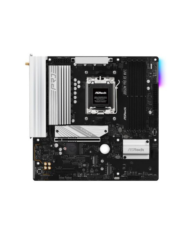 Asrock B850M PRO RS WIFI, AMD B850, AM5, Micro ATX, 4 DDR5, HDMI, DP, Wi-Fi 6E, 2.5G LAN, RGB, 3x M.2