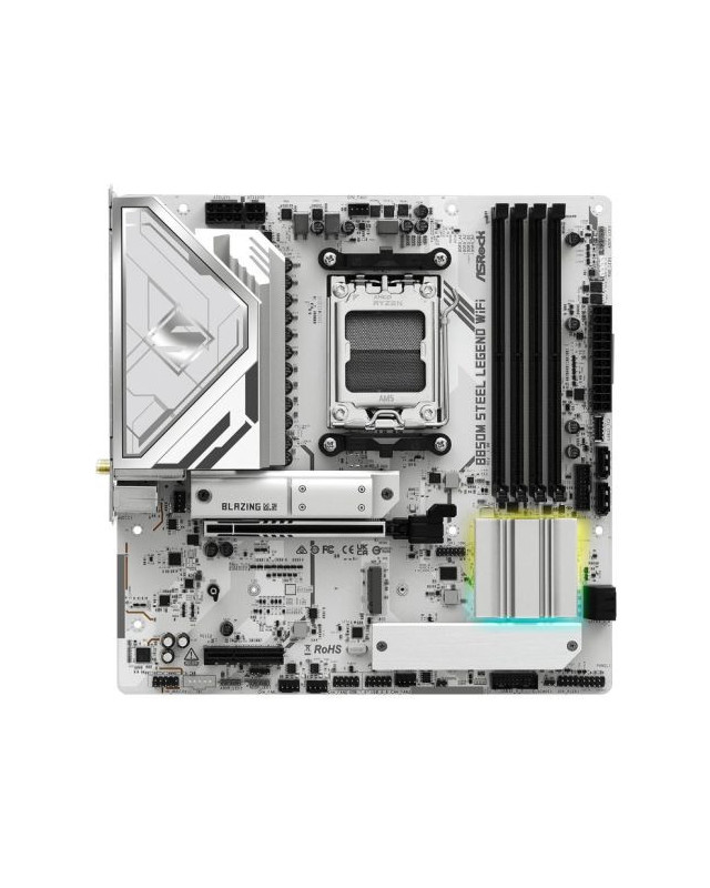 Asrock B850M STEEL LEGEND WIFI, AMD B850, AM5, Micro ATX, 4 DDR5, HDMI, DP, Wi-Fi 7, 2.5G LAN, RGB, 3x M.2