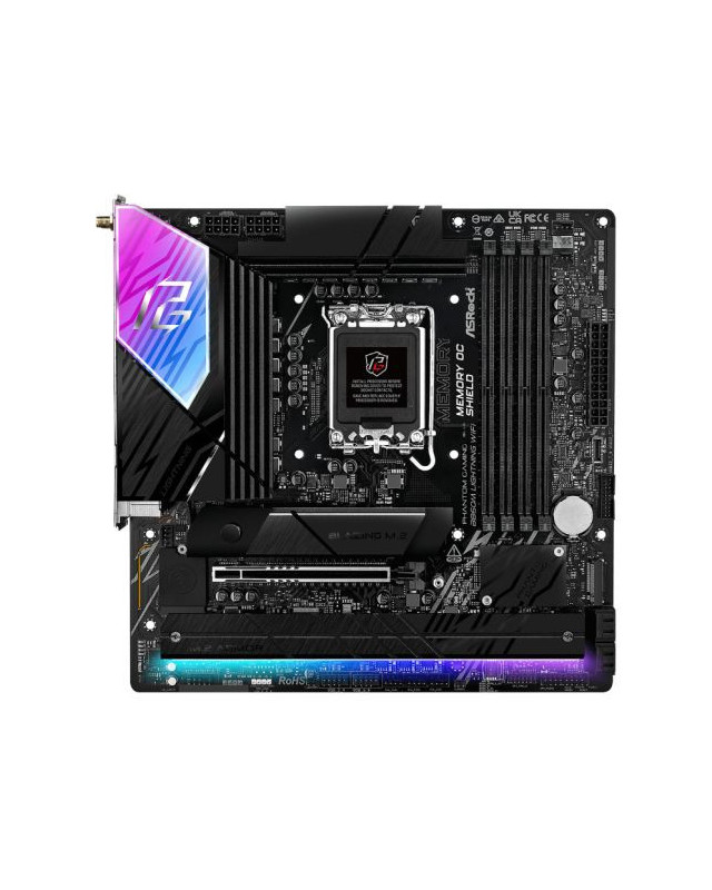 Asrock B860M LIGHTNING WIFI, Intel B860, 1851, Micro ATX, 4 DDR5, HDMI, DP, TB4, Wi-Fi 6E, 2.5G LAN, RGB, 4x M.2