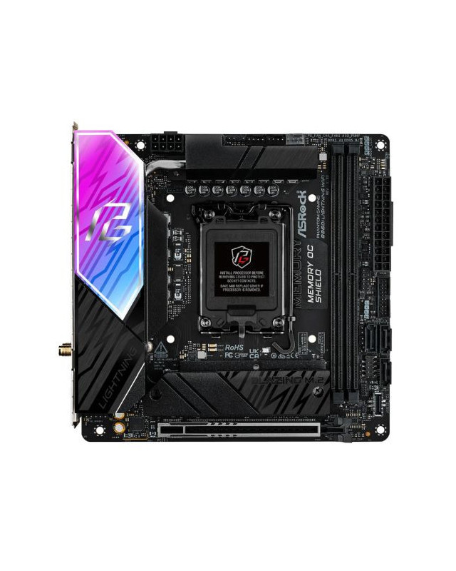 Asrock B860I LIGHTNING WIFI, Intel B860, 1851, Mini ITX, 2 DDR5, HDMI, TB4, Wi-Fi 6E, 2.5G LAN, RGB, 2x M.2