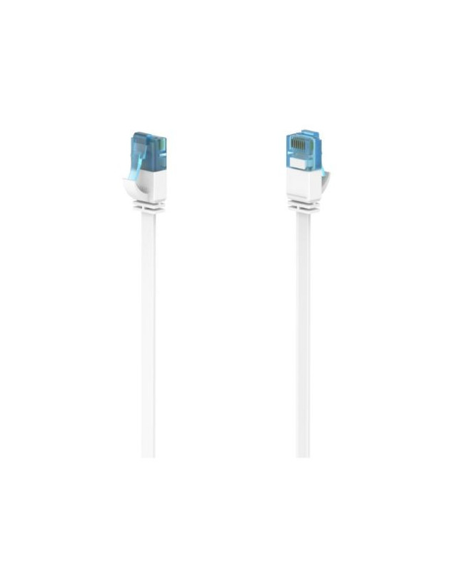 Hama CAT6a Patch Cable, Flat Ribbon, U/UTP Shielded, 5 Metres, White