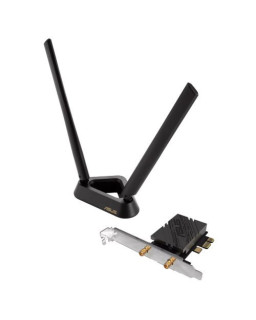 Asus (PCE-BE92BT) BE9400 Wi-Fi 7 Tri-Band PCI Express Adapter, Bluetooth 5.4, WPA3, External Base/Antennas *Compatible with lntel Motherboards Only*