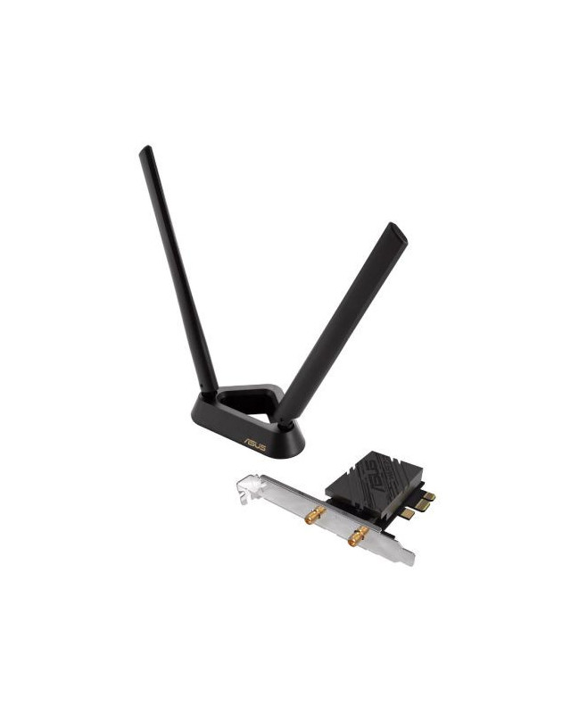 Asus (PCE-BE92BT) BE9400 Wi-Fi 7 Tri-Band PCI Express Adapter, Bluetooth 5.4, WPA3, External Base/Antennas *Compatible with lntel Motherboards Only*