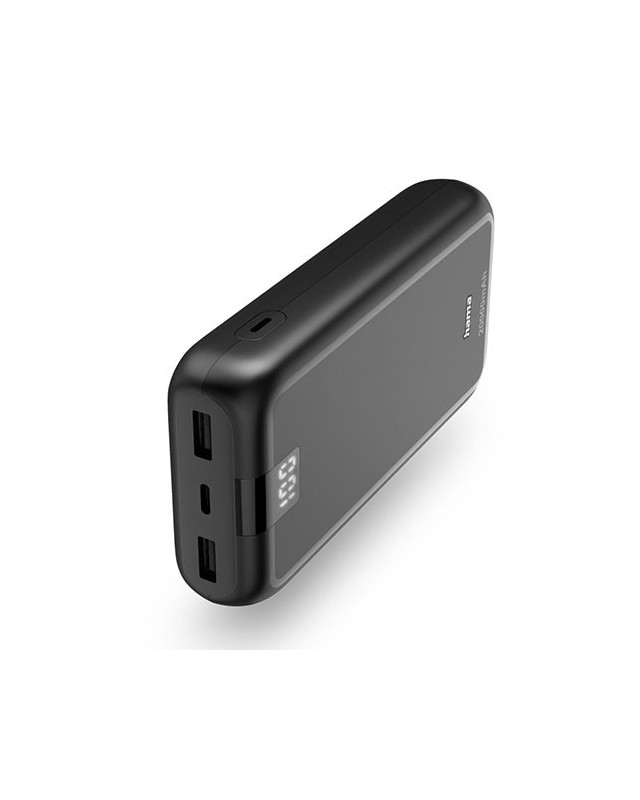 Hama Performance 20 20000mAh Fast Charge Powerbank, 2x USB-A, USB-C, LED Capacity Indicator, Grey