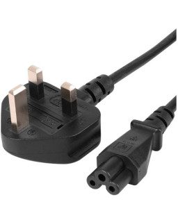 Jedel UK Power Lead, Cloverleaf, Moulded Plug, 1.8 Metres