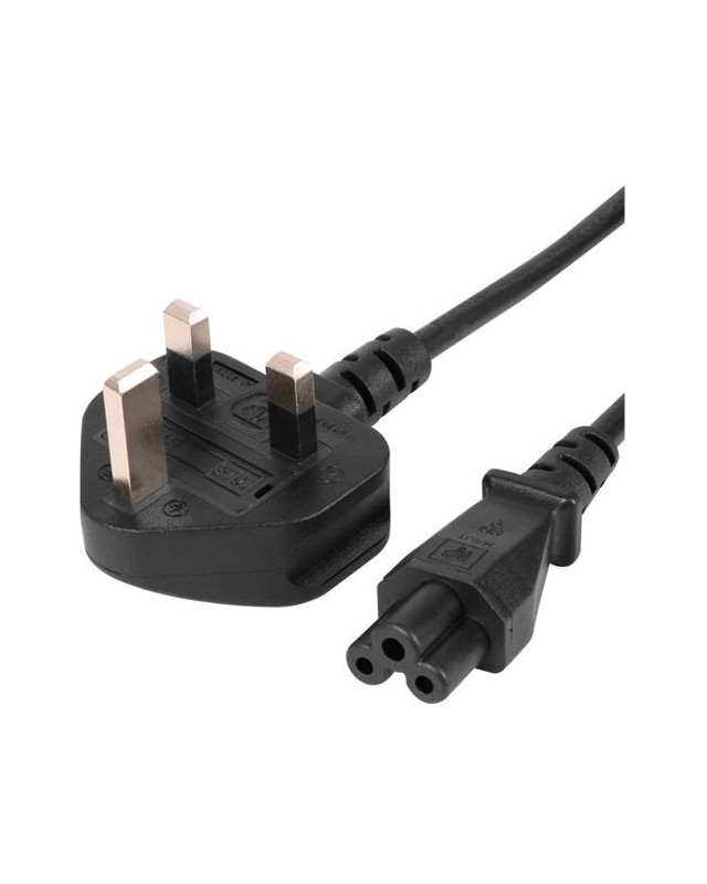 Jedel UK Power Lead, Cloverleaf, Moulded Plug, 1.8 Metres