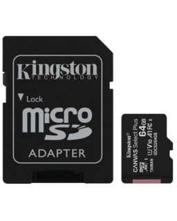 Kingston 64GB Canvas Select Plus Micro SDXC Card with SD Adapter, UHS-I Class 10,U1, A1 App Performance, 100MB/s