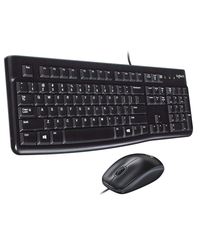 Logitech MK120 Wired Keyboard and Mouse Desktop Kit, USB, Low Profile