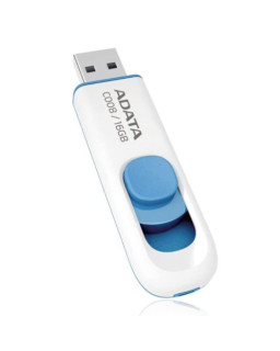 ADATA 16GB C008 USB 2.0 Memory Pen, Retractable, Capless, White