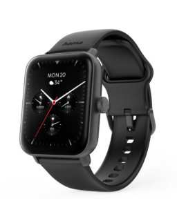 Hama 6010 Fitness Tracker Smart Watch, 1.65" LCD Touch Screen, Waterproof, Built-In GPS, Hands-Free Calling, Black