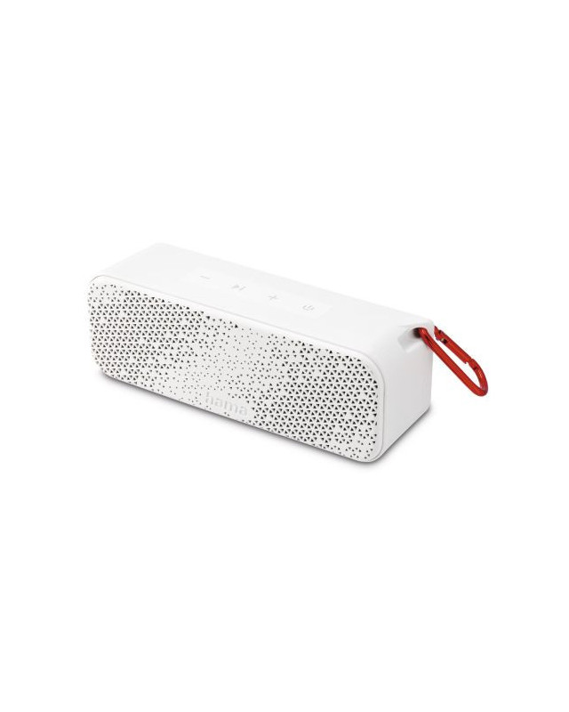 Hama PowerBrick 2.0 Bluetooth/3.5mm Jack 8W Portable Loudspeaker, 2500mAh Battery, IPX4 Waterproof, Carabiner, White