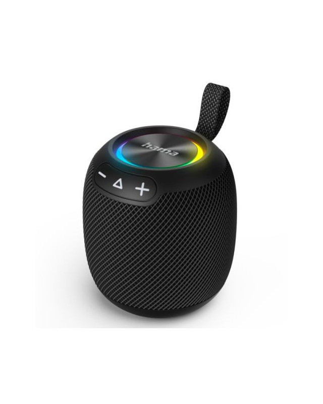 Hama Bomb 3.0 Bluetooth 16W Portable Loudspeaker, 3000mAh Battery, Waterproof IPX7, 3 Equaliser Modes, LED Lighting, Black