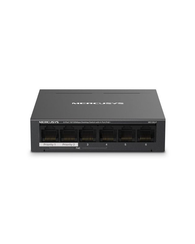 Mercusys (MS106LP) 6-Port 10/100Mbps Desktop Switch with 4-Port PoE+, Metal Case