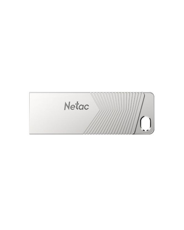Netac 128GB UM1 USB 3.2 Memory Pen, Zinc Alloy Casing, Key Ring, Pearl Nickel Colour