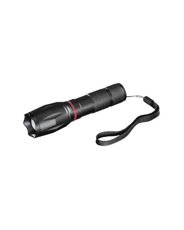 Hama (Solid Pro) 200 Lumen LED Torch w/ Lateral COB LED, 100m Range, Adjustable Beam Focus, Shockproof, Aluminium, Black