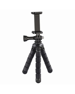 Hama (Flex) Phone/GoPro Mini-Tripod, 14cm Max Height, 360° Bendable Legs, Adjustable Centre Column
