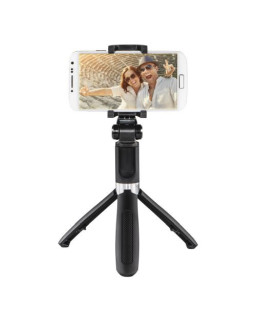 Hama (Funstand 57) Compact Selfie Stick/Tripod, Bluetooth Remote Shutter, 57cm Max Length, Phone Clamp