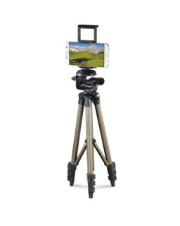 Hama Phone/Tablet Tripod, 3D Tilt Head, 106cm Max Height, 6.4mm Thread & Phone/Tablet Holder, Quick-Change Plate, Spirit Level, Bag