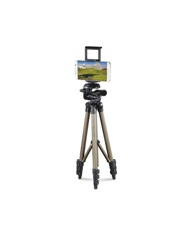 Hama Phone/Tablet Tripod, 3D Tilt Head, 106cm Max Height, 6.4mm Thread & Phone/Tablet Holder, Quick-Change Plate, Spirit Level, Bag