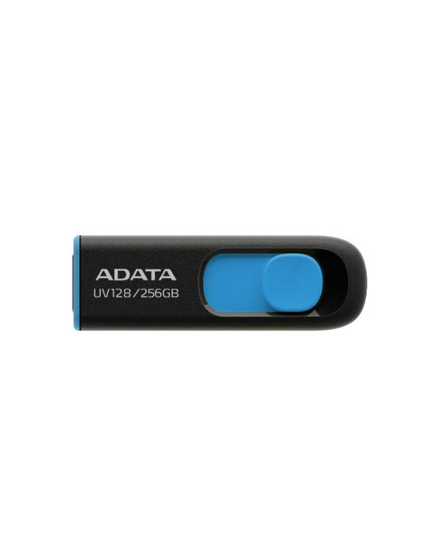 ADATA 256GB UV128 USB 3.0 Memory Pen, Retractable, Capless, Black & Blue