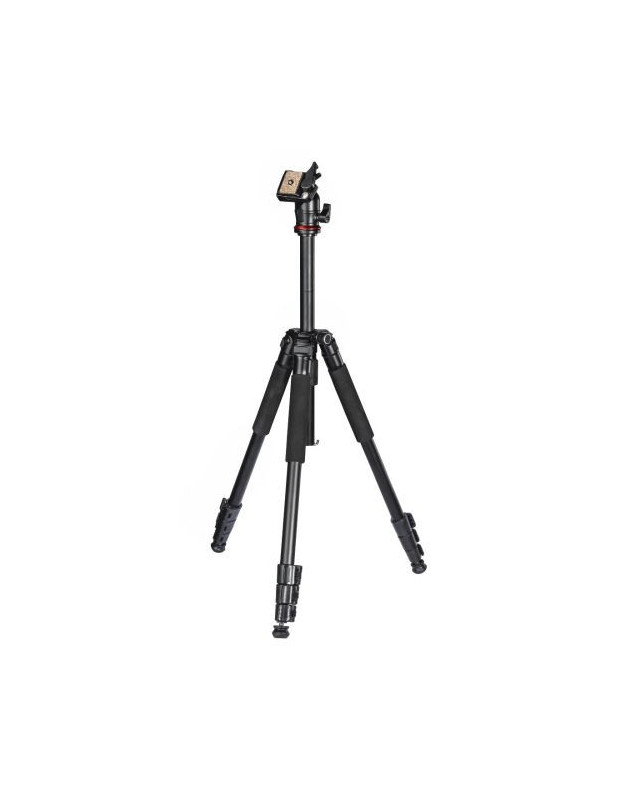 Hama (Traveller 163 Ball) Camera Tripod, 3-Way Ball Head, 163cm Max Height, 6.4mm Thread, Quick-Release Plate, Spirit Level, Bag