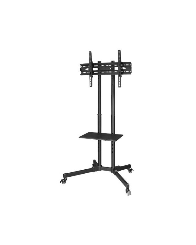 Hama Trolley Mobile TV Stand, Up to 75" TVs, 40kg Max, 4 Castors w/ Breaks, Height-Adjustable, Cable Manager, VESA up to 600 x 400