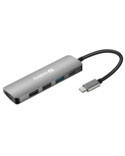 Sandberg (136-32) USB-C 5-in-1 Docking Station - USB-C (up to 100W), HDMI, VGA, 1 x USB 3.0, 2 x USB 2.0, Aluminium, 5 Year Warranty