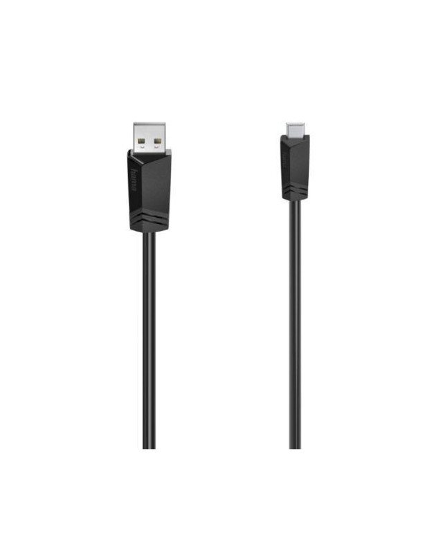 Hama Mini USB Cable, USB-A Male to USB Mini B Male, USB 2.0, 1.5 Metre, Black