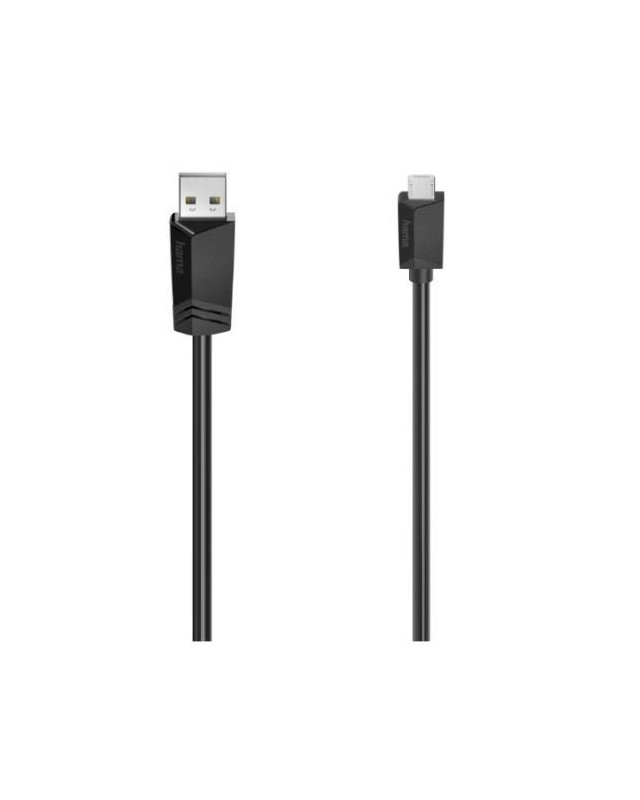 Hama USB-A to Micro USB Cable, USB 2.0, 0.75 Metre, Black