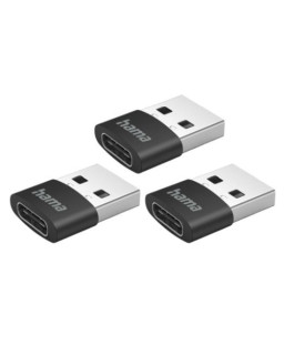 Hama USB 2.0 Adapter 3-Pack, USB-A Male to USB-C Female, 480Mbps