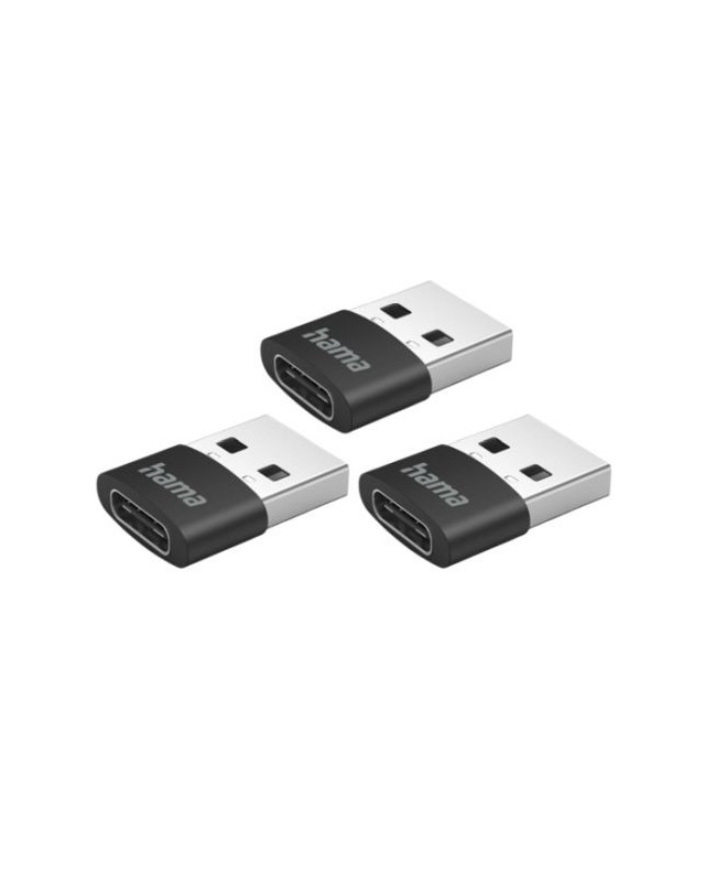 Hama USB 2.0 Adapter 3-Pack, USB-A Male to USB-C Female, 480Mbps