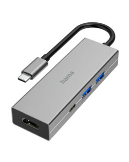 Hama 4-Port USB-C 3.2 Gen1 Hub w/ HDMI - 2x USB-A, 1x USB-C, 1x HDMI, Aluminium