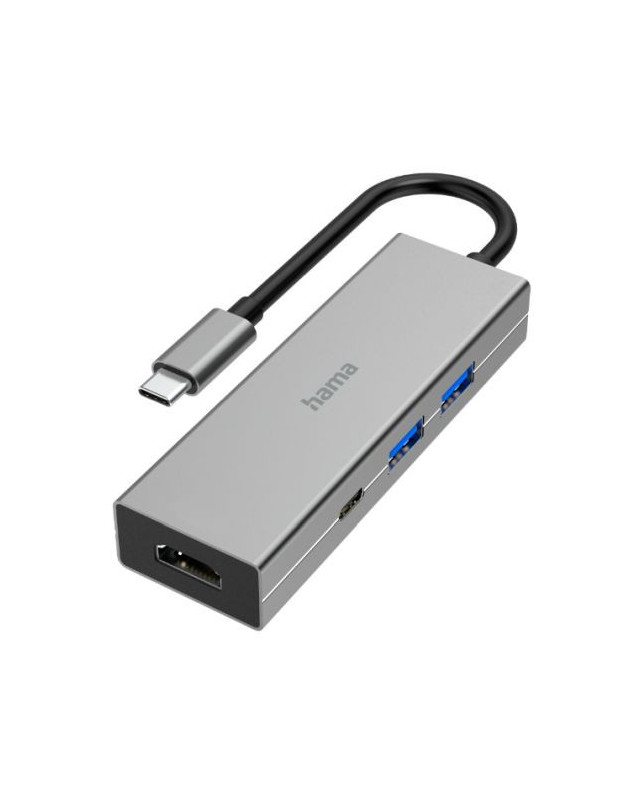 Hama 4-Port USB-C 3.2 Gen1 Hub w/ HDMI - 2x USB-A, 1x USB-C, 1x HDMI, Aluminium