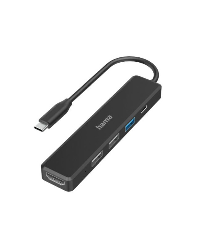 Hama External 4 Port USB-C Hub, USB Powered, 3 x USB-A , 1 x USB C (Power Delivery), 1 x HDMI