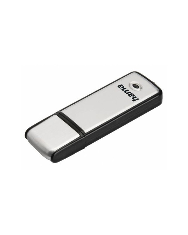 Hama Fancy 16GB USB 2.0 Memory Pen, Brushed Aluminium, Cap, Keyring, Black/Silver