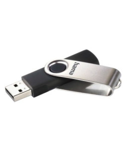 Hama Rotate 32GB USB 2.0 Memory Pen, Rotating Cap, Keyring, Black/Silver