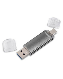 Hama Laeta Twin 16GB USB 2.0/Micro USB Memory Pen, OTG, Aluminium Casing, Grey