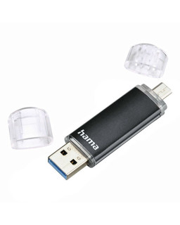 Hama Laeta Twin 16GB USB 3.0/Micro USB Memory Pen, OTG, Aluminium Casing, Black