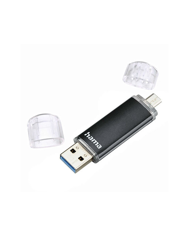 Hama Laeta Twin 16GB USB 3.0/Micro USB Memory Pen, OTG, Aluminium Casing, Black