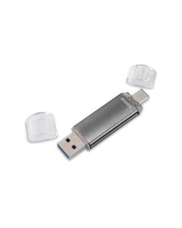 Hama Laeta Twin 32GB USB 2.0/Micro USB Memory Pen, OTG, Aluminium Casing, Grey