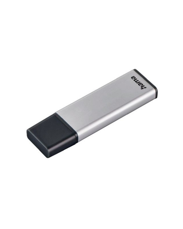 Hama Classic 32GB USB 3.0 Memory Pen, Aluminium, Cap, Keyring, 70MB/s, Black/Silver