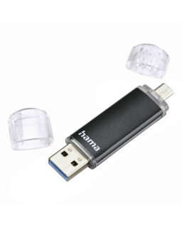 Hama Laeta Twin 32GB USB 3.0/Micro USB Memory Pen, OTG, Aluminium Casing, Black