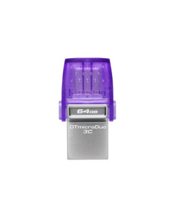 Kingston 64GB DataTraveler microDuo 3C USB-A & USB-C 3.2 Gen1 Memory Pen, Rotating Cap, 200MB/s