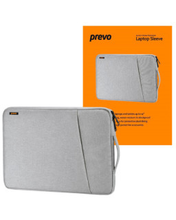 Prevo 14 Inch Laptop Sleeve, Side Pocket, Cushioned Lining, Light Grey